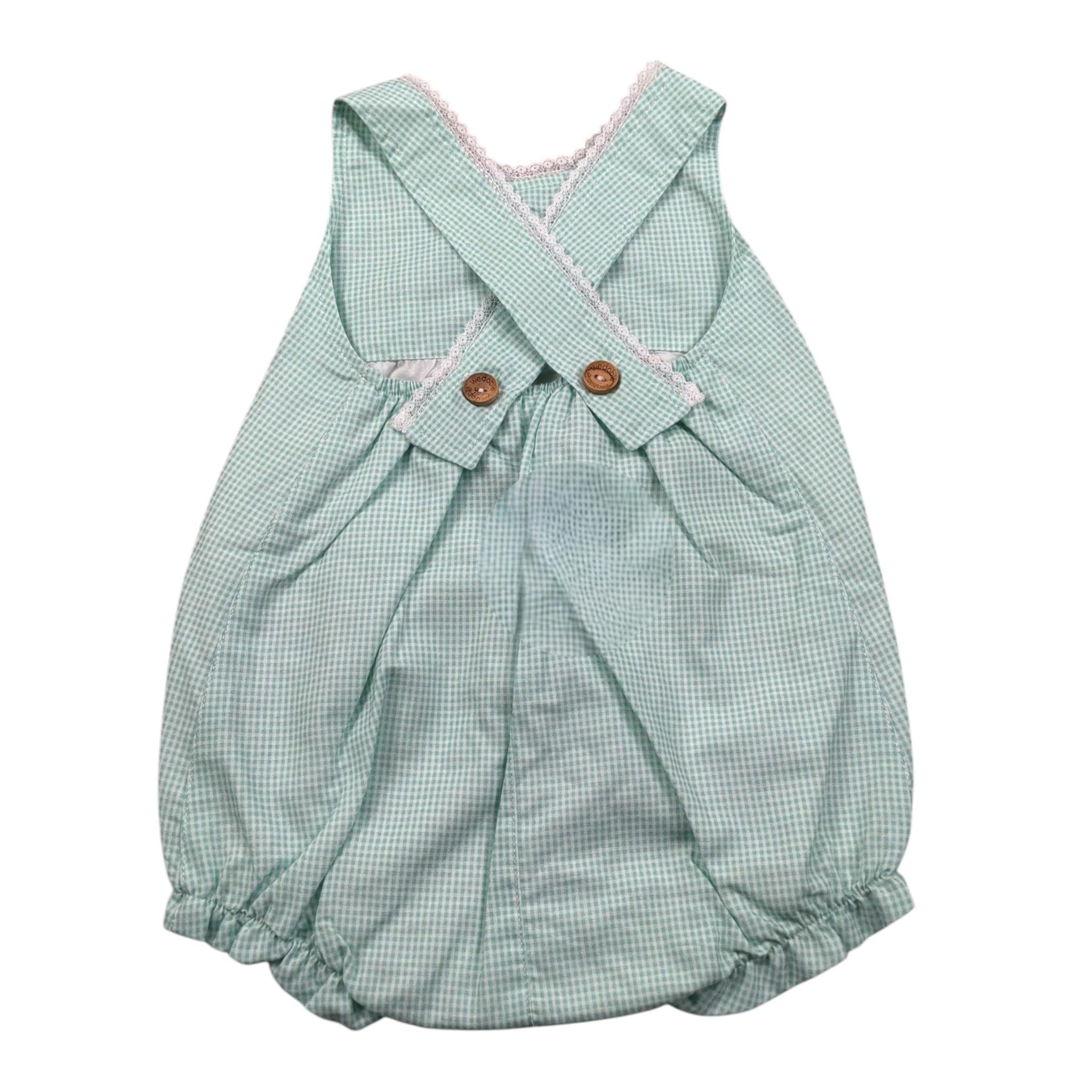 Wedoble Pagliaccetto Giromanica Fantasia Quadretti per Neonata V2505705X VERDE ACQUA WEDOBLE 