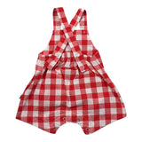 Petit Indi Salopette Bicolore con Fantasia A Quadri per Neonata SS25B2511 BIANCO/ROSSO PETIT INDI 