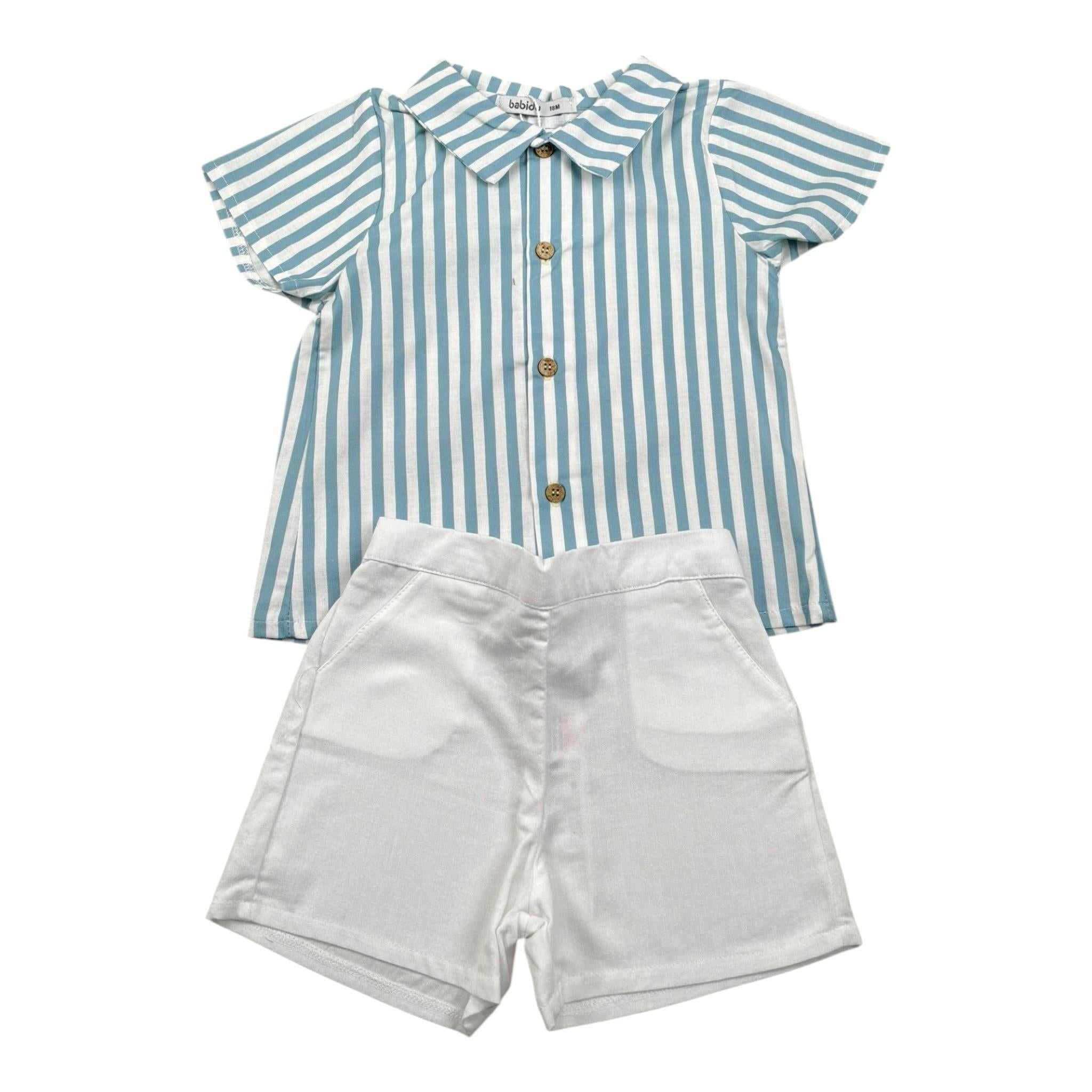 Babidu Completo 2 Pezzi Camicia-Bermuda per Bambino 42403 BIANCO/AZZURRO BABIDU 