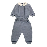 BARCELLINO completo 2pz in filo maglia-pantalone Blu per Neonato 115302 BLU BARCELLINO 