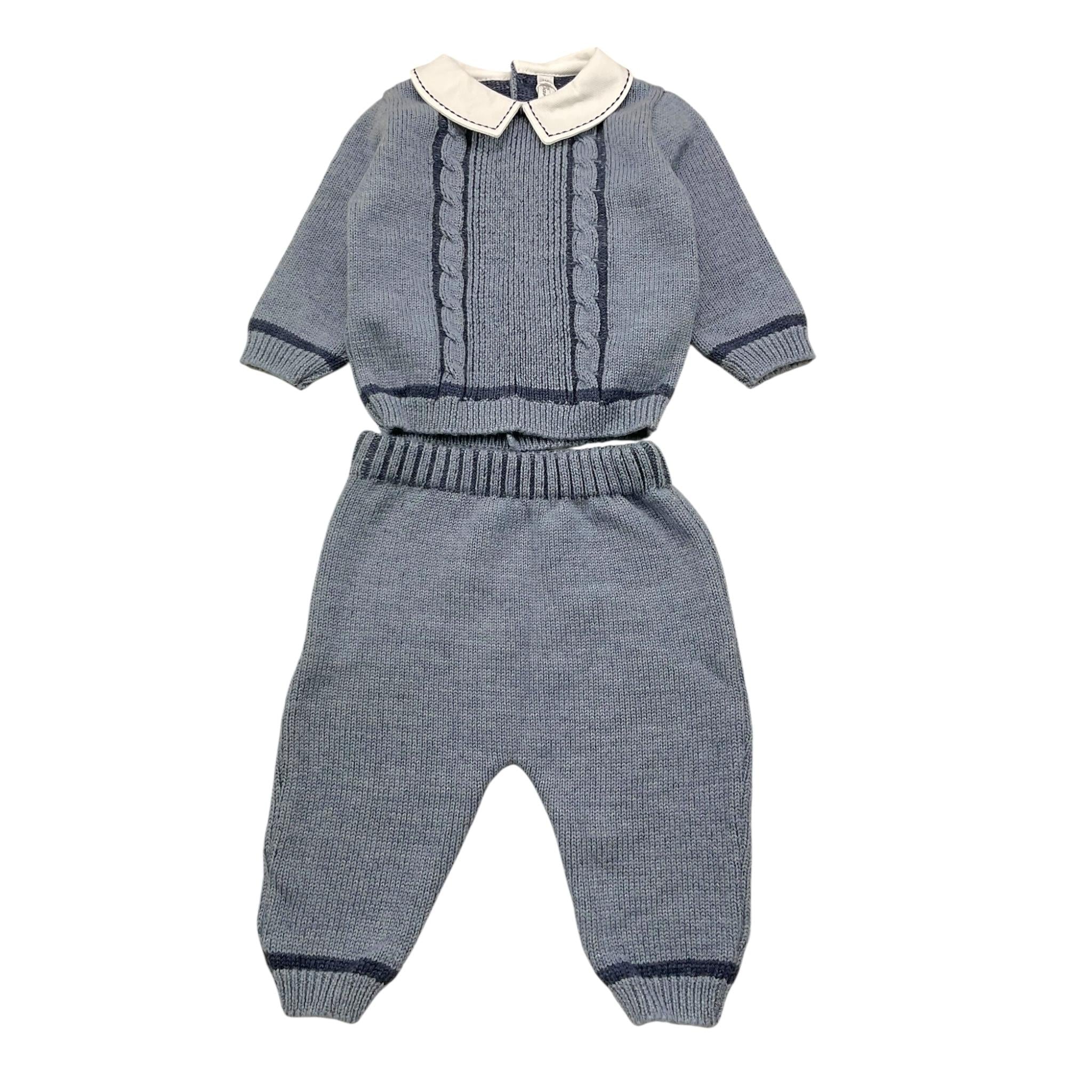 BARCELLINO completo 2pz in filo maglia-pantalone Blu per Neonato 115302 BLU BARCELLINO 