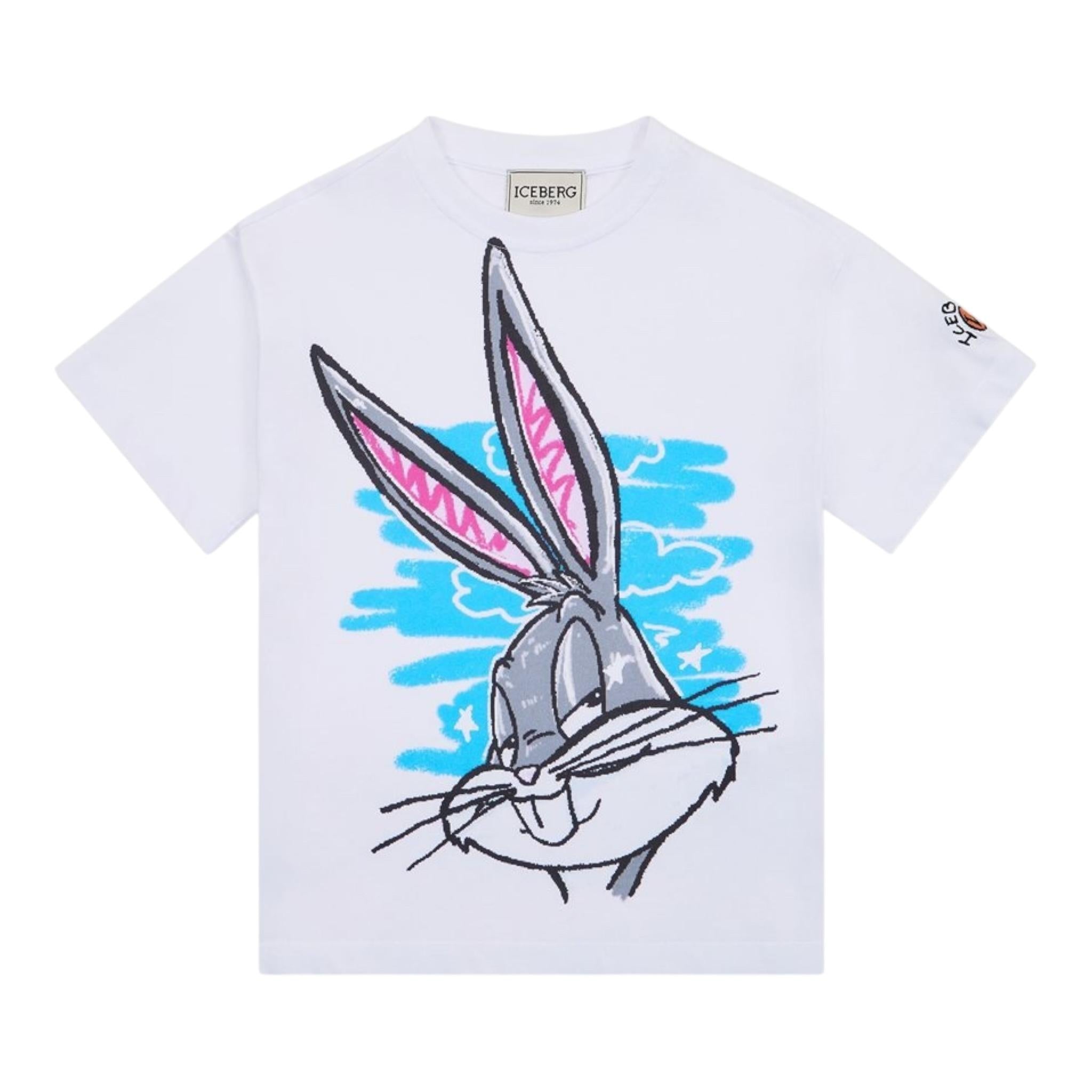 Iceberg T-Shirt Girocollo Tinta Unita con Stampa per Bambina TSICE5156J BIANCO ICEBERG 