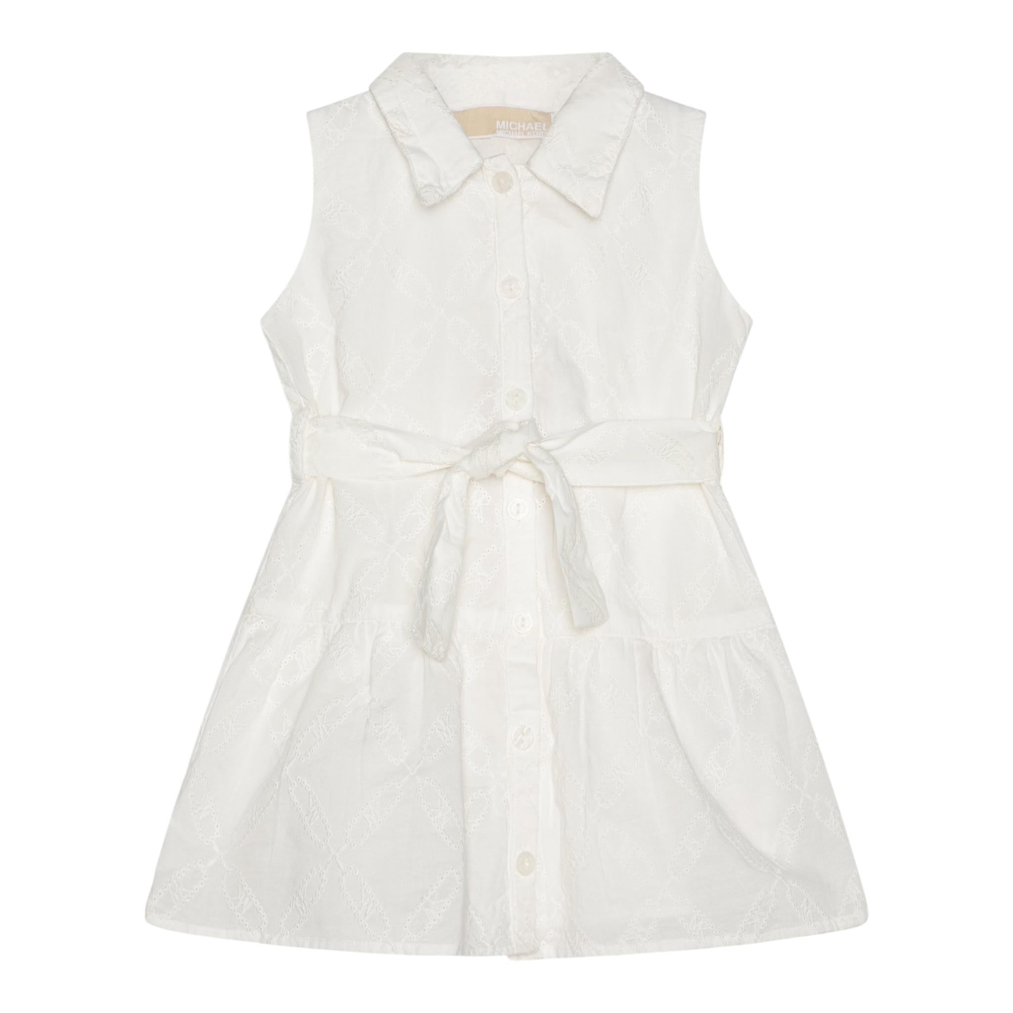 Michael Kors Abito Giromanica Tinta Unita con Ricami per Neonata R30309 BIANCO MICHAEL KORS 