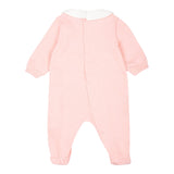 MOSCHINO tutina manica lunga tinta unita cn colletto e stampa in contrasto Rosa per Neonata MZY037 ROSA MOSCHINO 