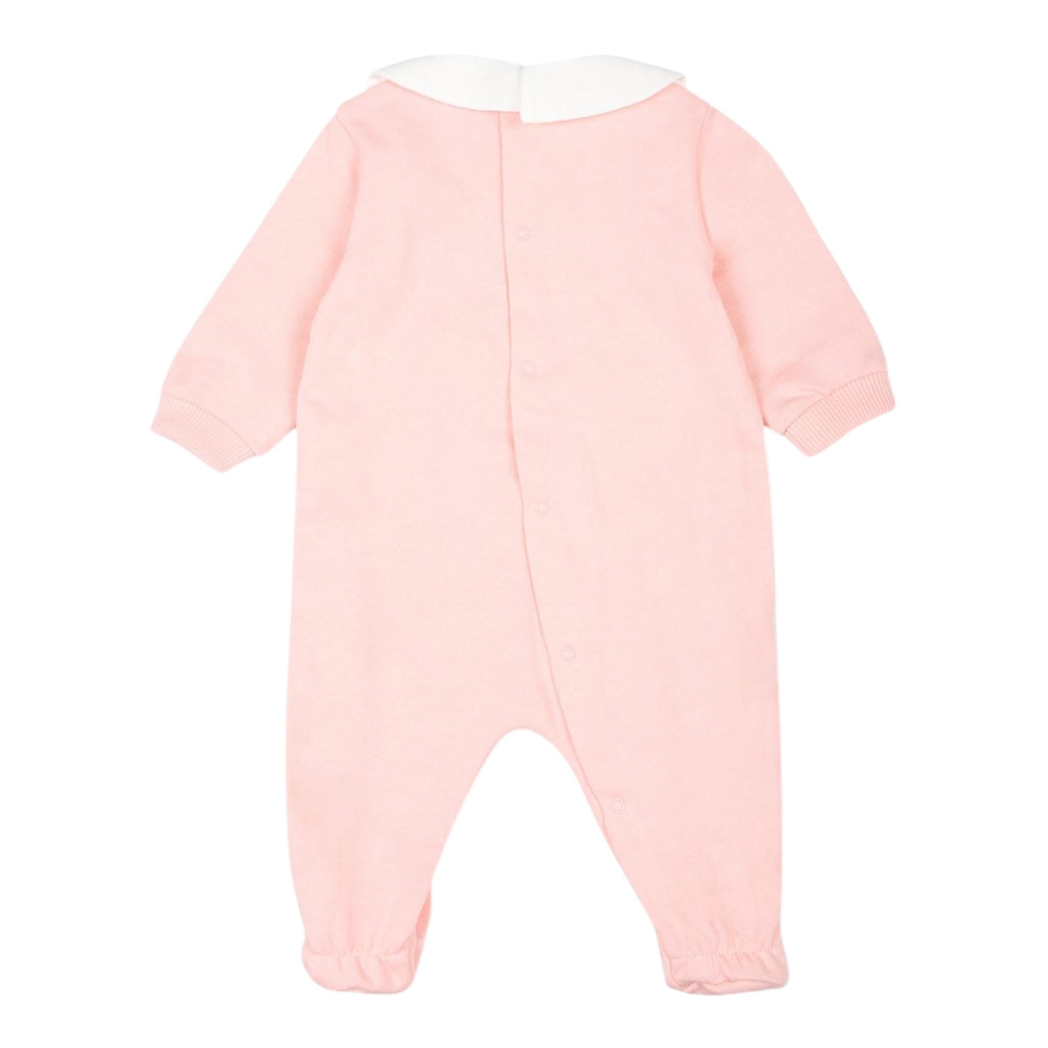 MOSCHINO tutina manica lunga tinta unita cn colletto e stampa in contrasto Rosa per Neonata MZY037 ROSA MOSCHINO 