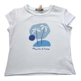 Manila Grace Einfarbiges Rundhals-T-Shirt mit Print in Weiß für Mädchen