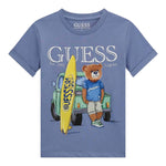 Guess T-Shirt Girocollo Tinta Unita con Stampa per Neonato N5GI04K8HM4 AZZURRO GUESS 