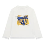 GUESS shirt girocollo tinta unita con stampa Bianco per Bambino N4YI01K8HM4XXXX BIANC GUESS 