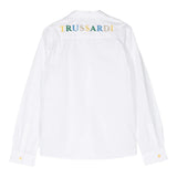 Trussardi Langarmshirt einfarbig mit weißem Logo-Print für Neugeborene
