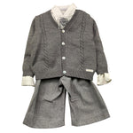BARCELLINO completo 4 pezzi cardigan-camicia-pantalone con bretelle-papillon Grigio per Neonato 115315 GRIGIO BARCELLINO 