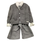 BARCELLINO completo 4 pezzi cardigan-camicia-pantalone con bretelle-papillon Grigio per Neonato 115315 GRIGIO BARCELLINO 