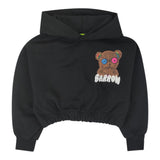 Barrow Kids Crop Hoodie für Mädchen, einfarbig, Vorder- und Rückseite bedruckt, mit schwarzer Kapuze
