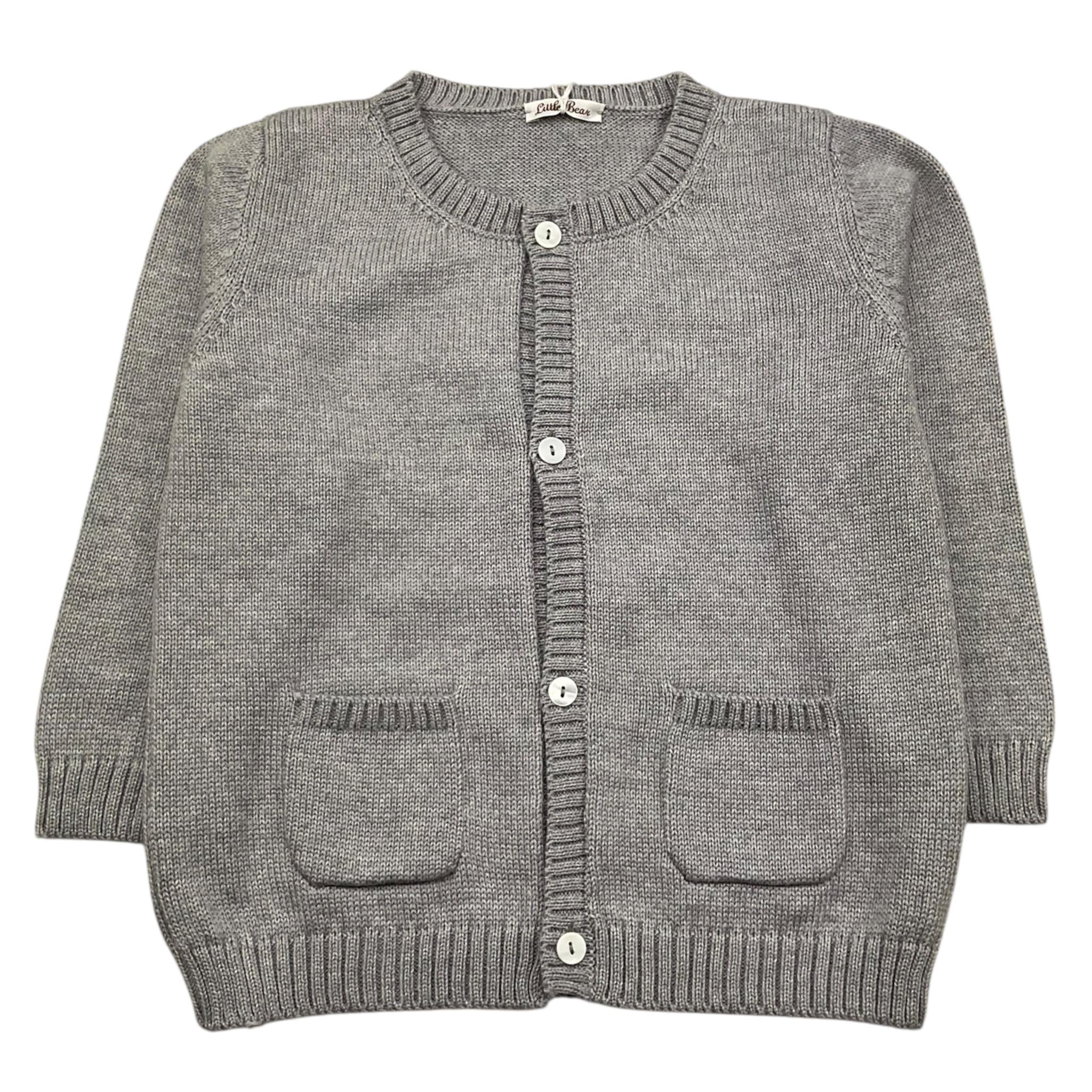 LITTLE BEAR cardigan tinta unita con taschini Grigio per Bambino 8151 GRIGIO LITTLE BEAR 