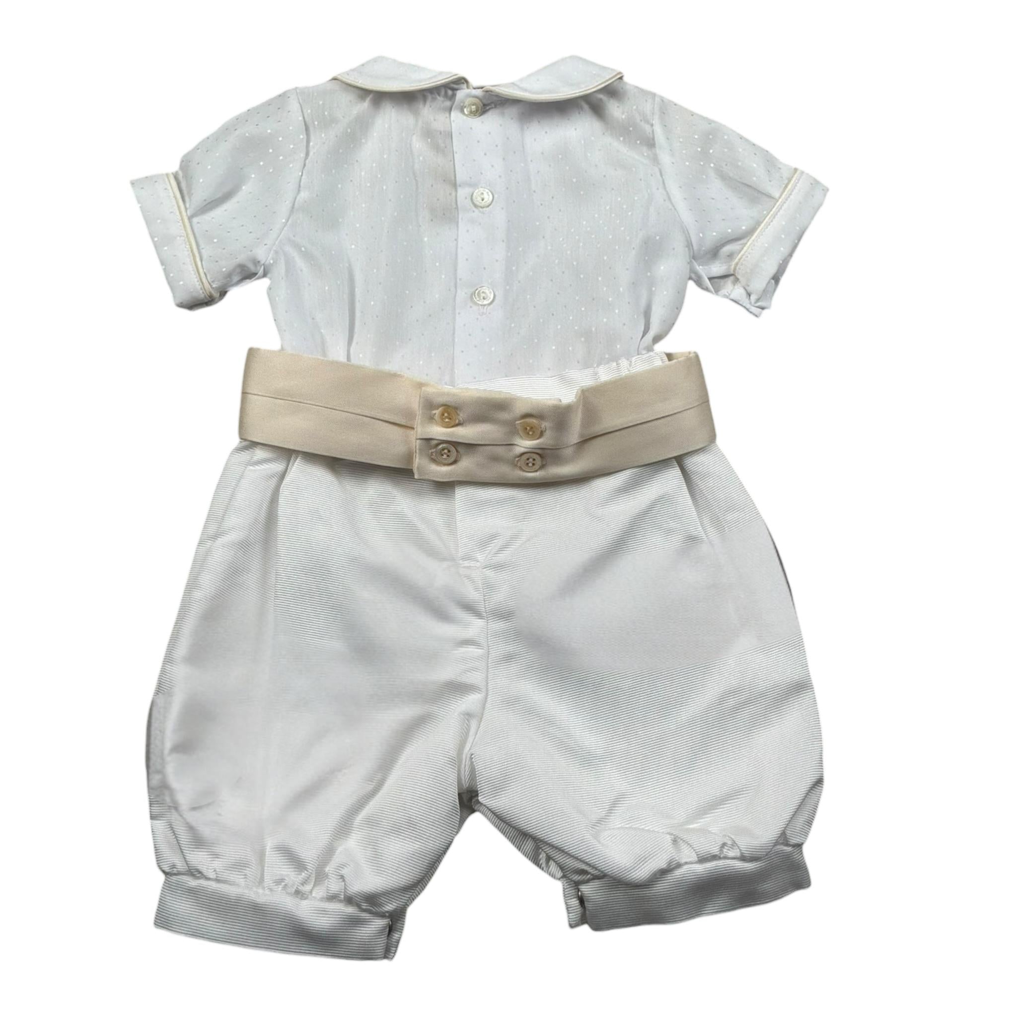 La Stupenderia Pagliaccetto Tinta Unita con Fantasia A Righe per Neonato CBPG53X BIANCO LA STUPENDERIA 