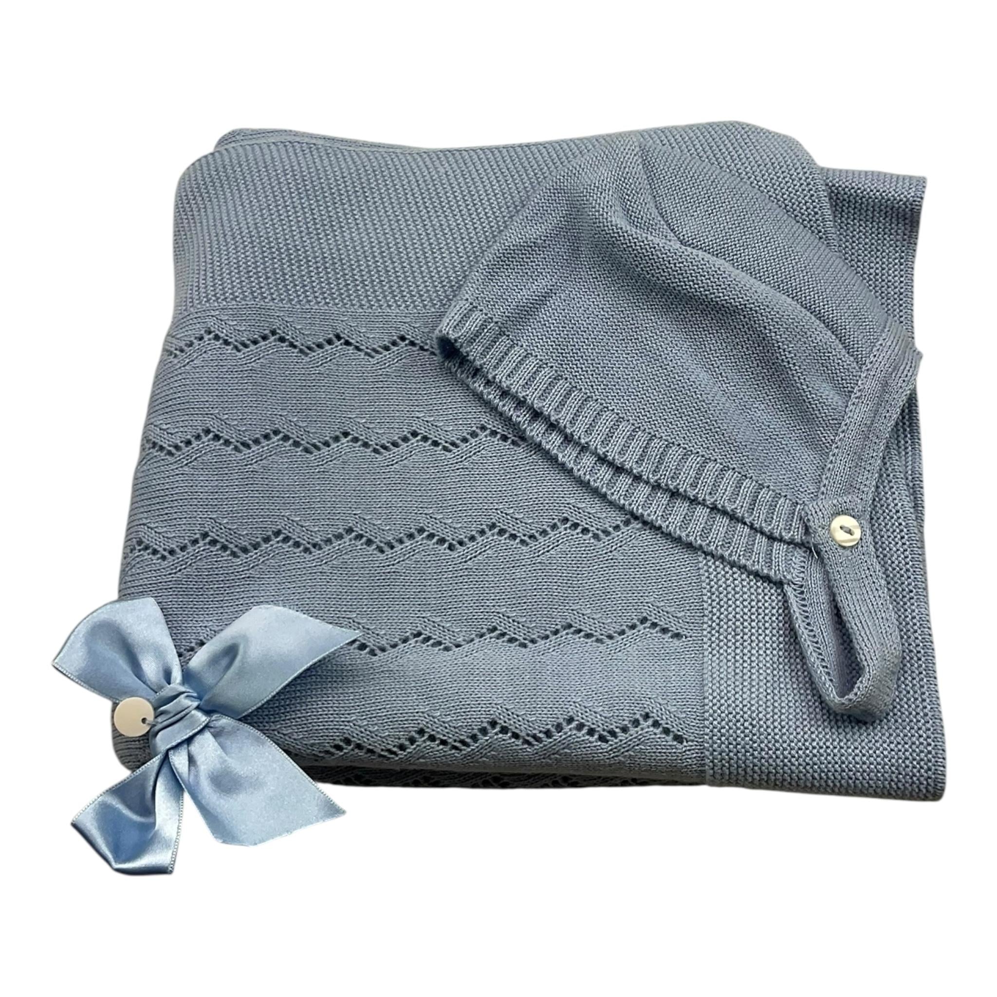 VALENTINA BEBES set coperta-cappello tinta unita Azzurro per Neonata MC68 AZZURRO VALENTINA BEBES 