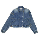 Alice Pi Einfarbige Jeansjacke mit blauen Knöpfen für Mädchen