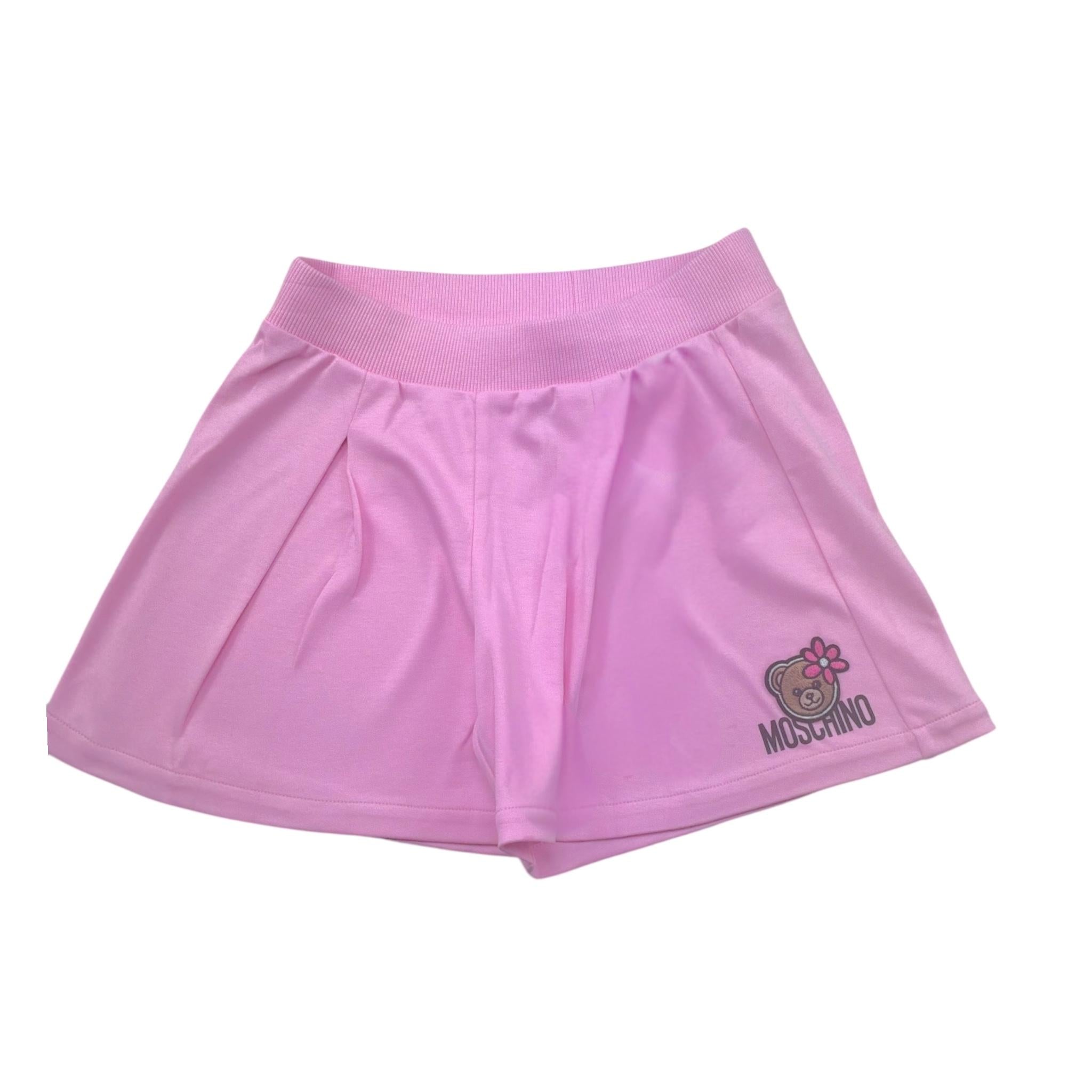 Moschino Short Tinta Unita con Stampa per Bambina HDQ01Z ROSA MOSCHINO 