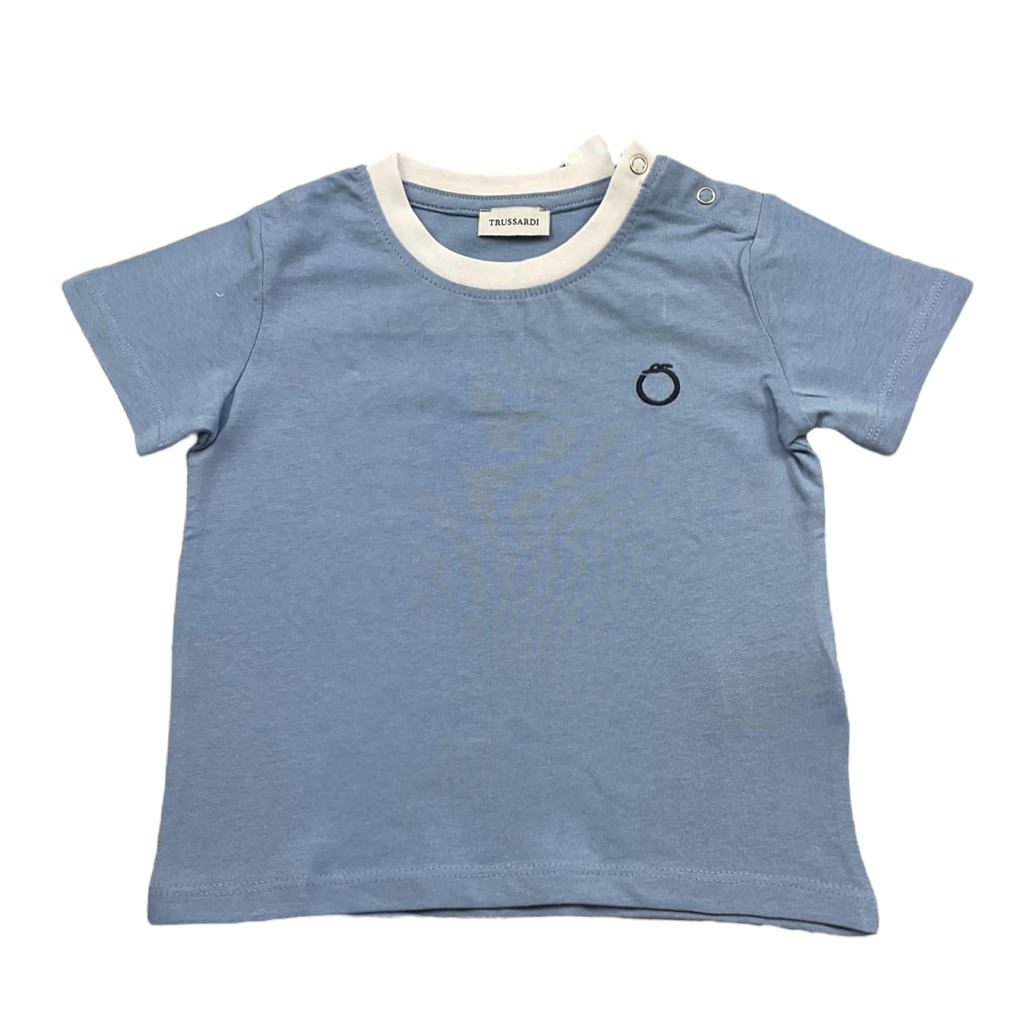 Trussardi T-Shirt Tinta Unita con Stampa per Neonato TIP25045TS AZZURRO TRUSSARDI 