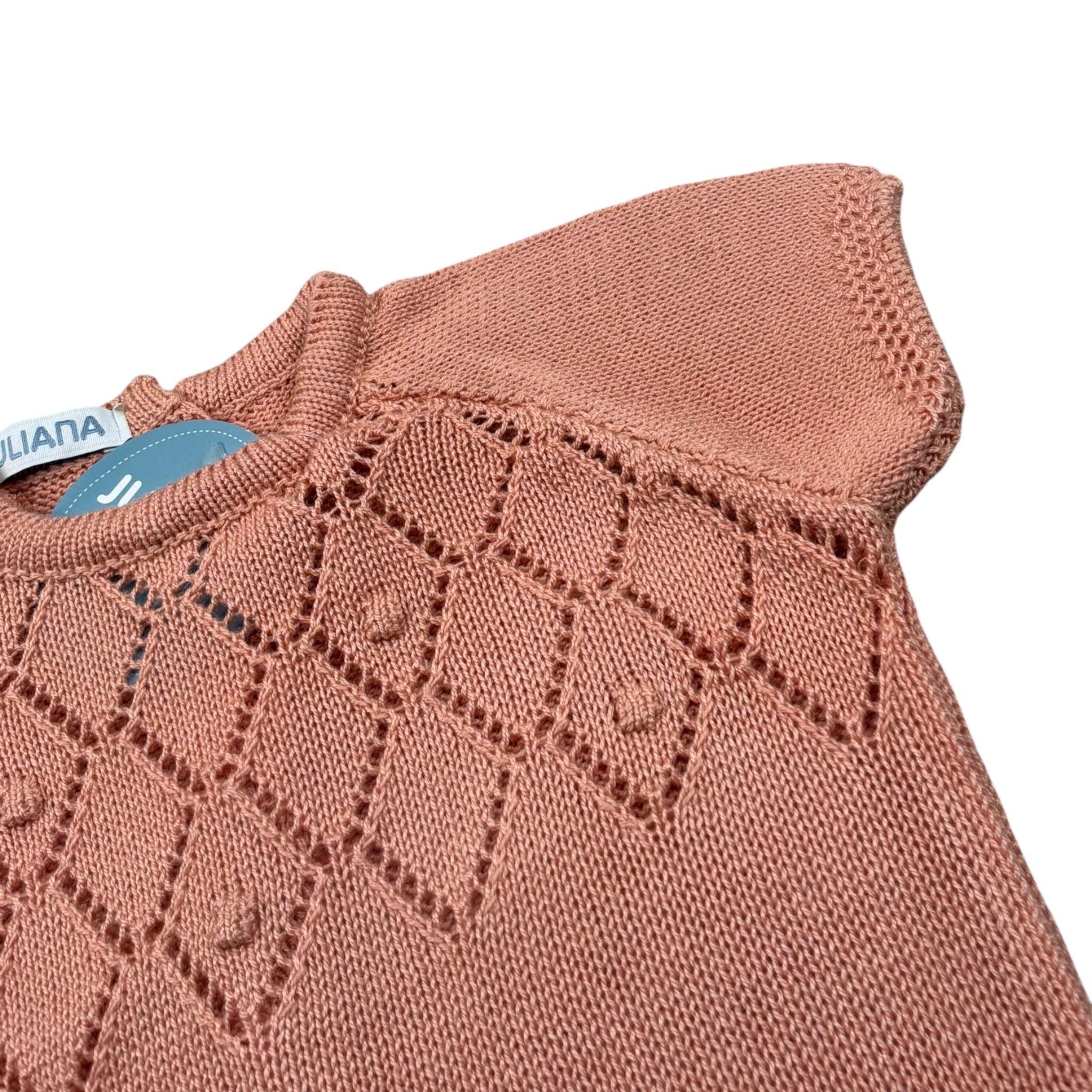 Juliana Pagliaccetto Mezza Manica tinta unita Cn Ricami Pesca per Neonato 25162X PESCA JULIANA 