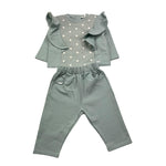 LALALU' completo 2 pezzi felpa-pantalone tinta unita Verde per Neonata CFL06NX VERDE LALALU' 