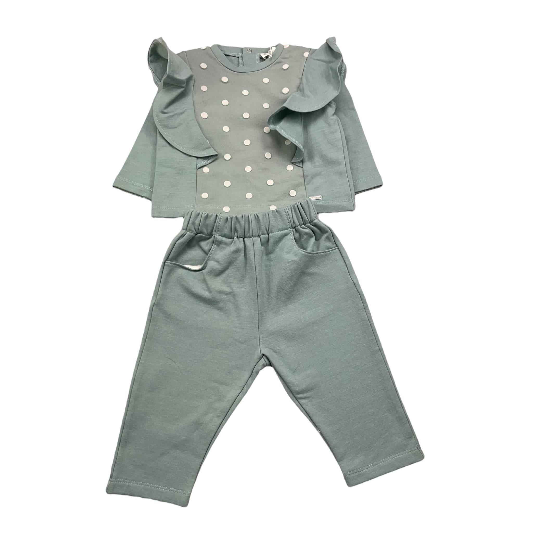 LALALU' completo 2 pezzi felpa-pantalone tinta unita Verde per Neonata CFL06NX VERDE LALALU' 