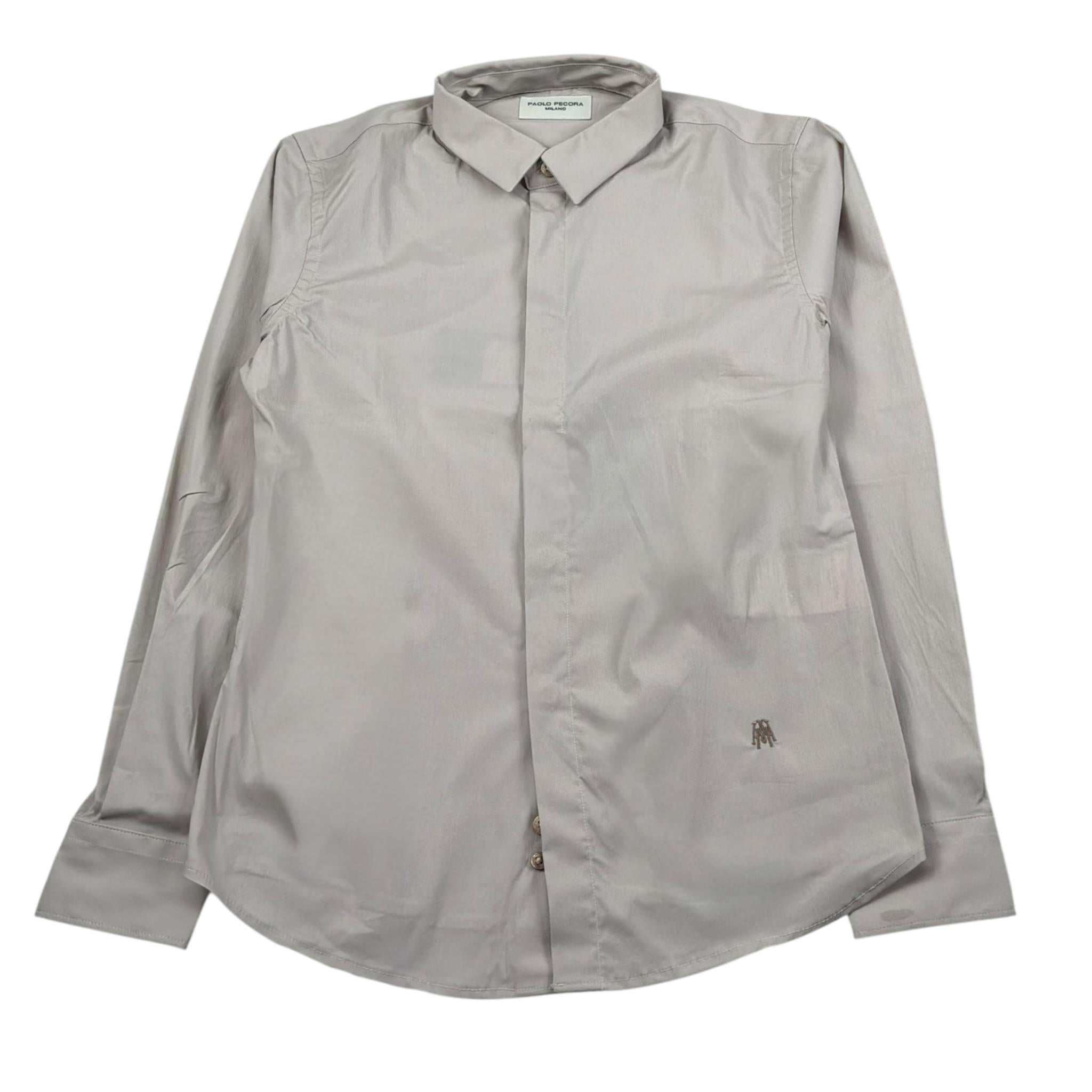 Paolo Pecora Camicia Manica Lunga Tinta Unita per Bambino PP2897 FANGO PAOLO PECORA 