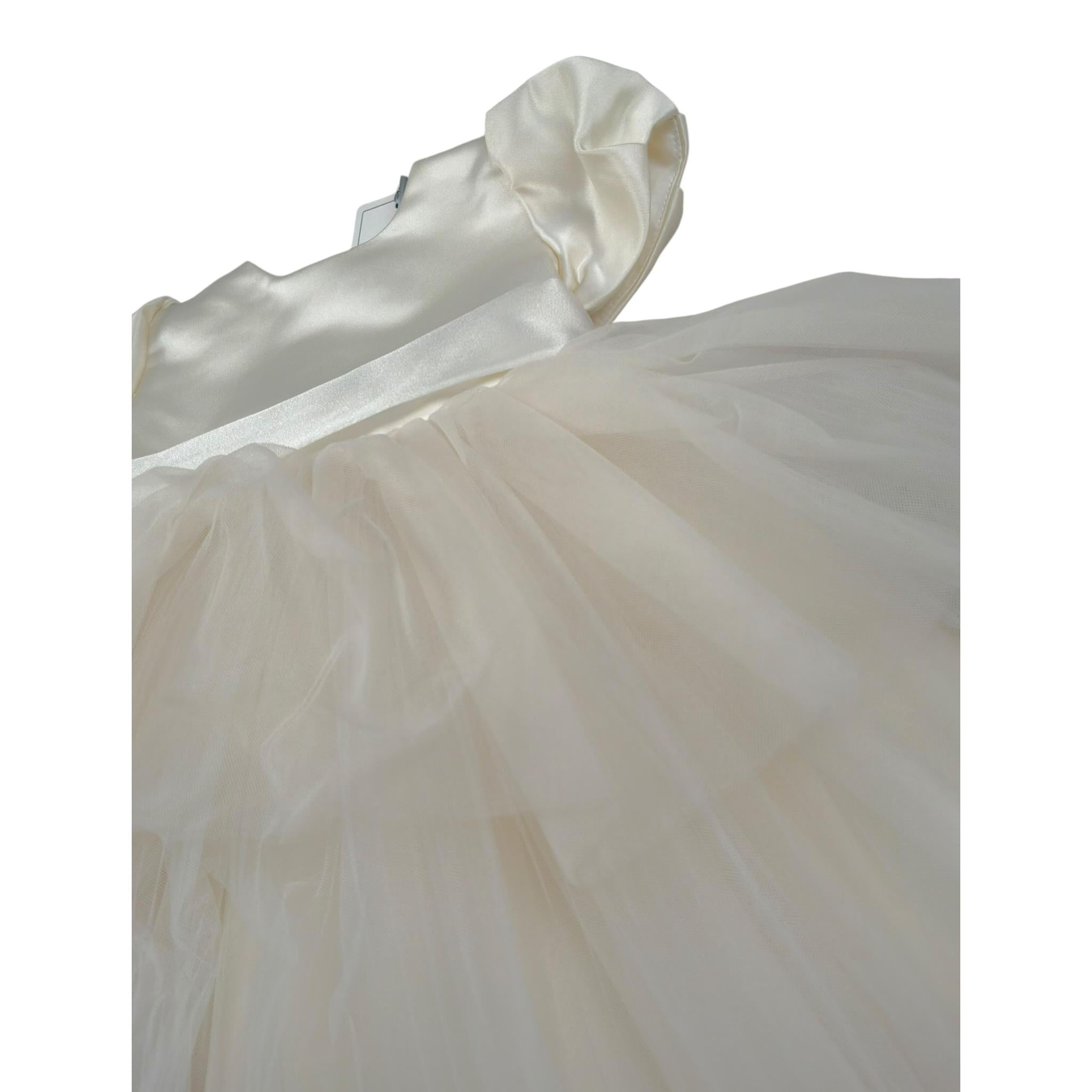 Gugu Gaga Abito Cerimonia tinta unita con Tulle Avorio per Neonata GF6085I AVORIO GUGU GAGA 