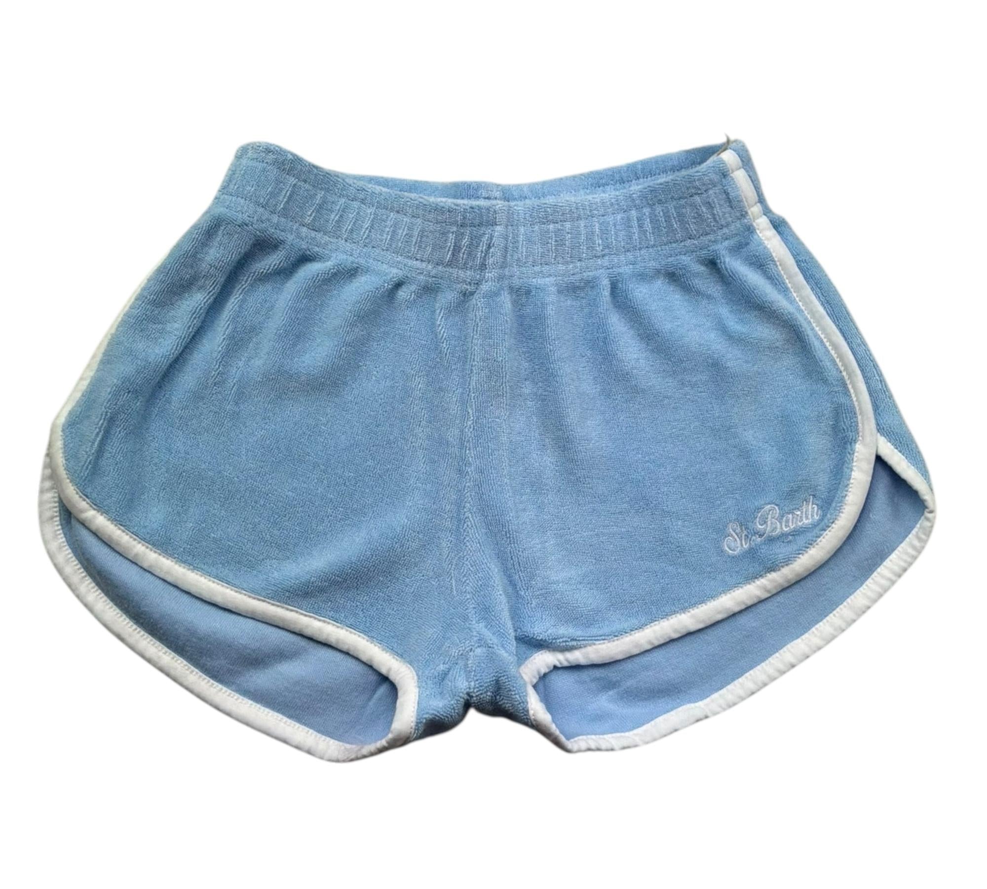 Saint Barth Short Tinta Unita In Spugna per Bambina CURLY AZZURRO SAINT BARTH 