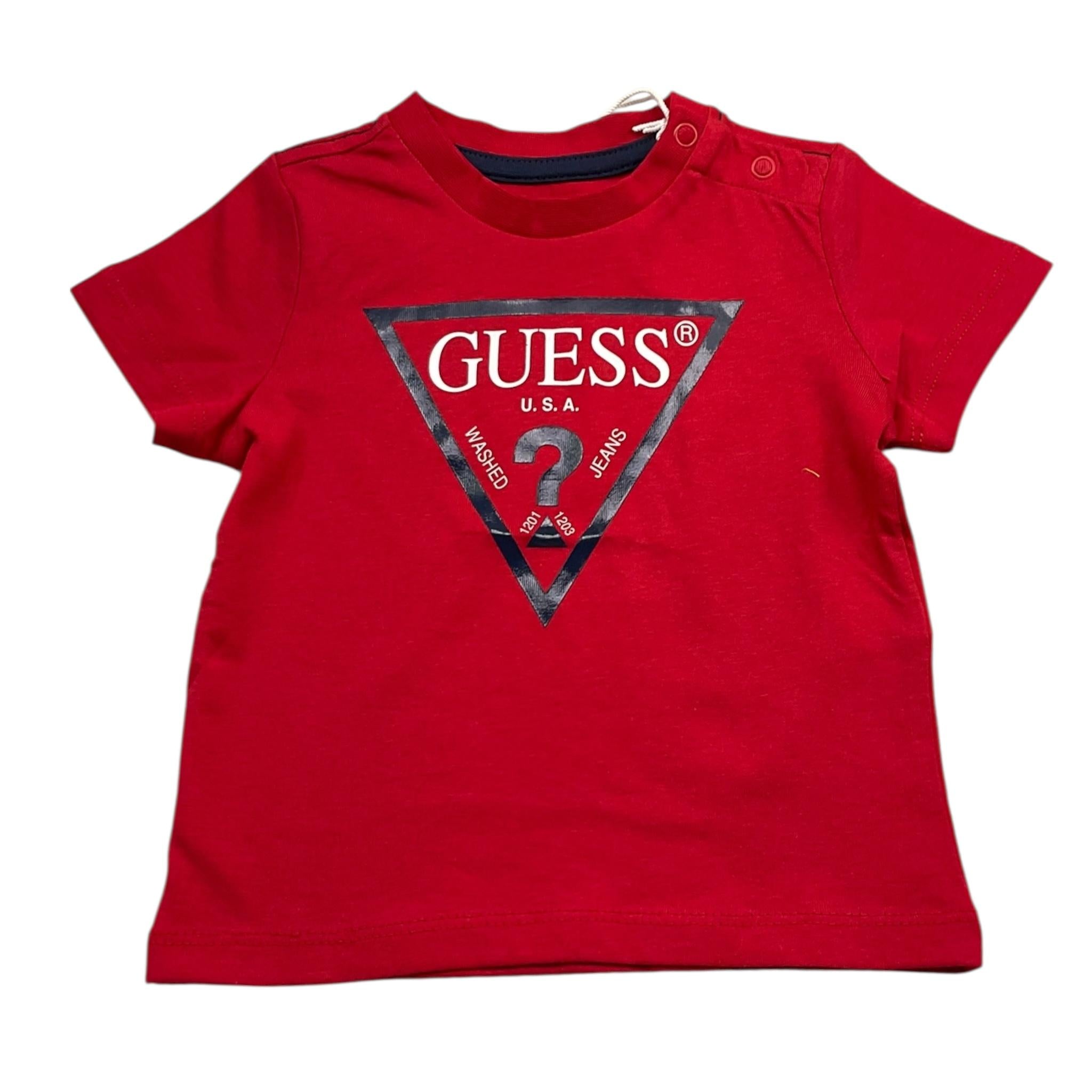 Guess T-Shirt Tinta Unita con Stampa per Neonato N73I55K8HM0 ROSSO GUESS 