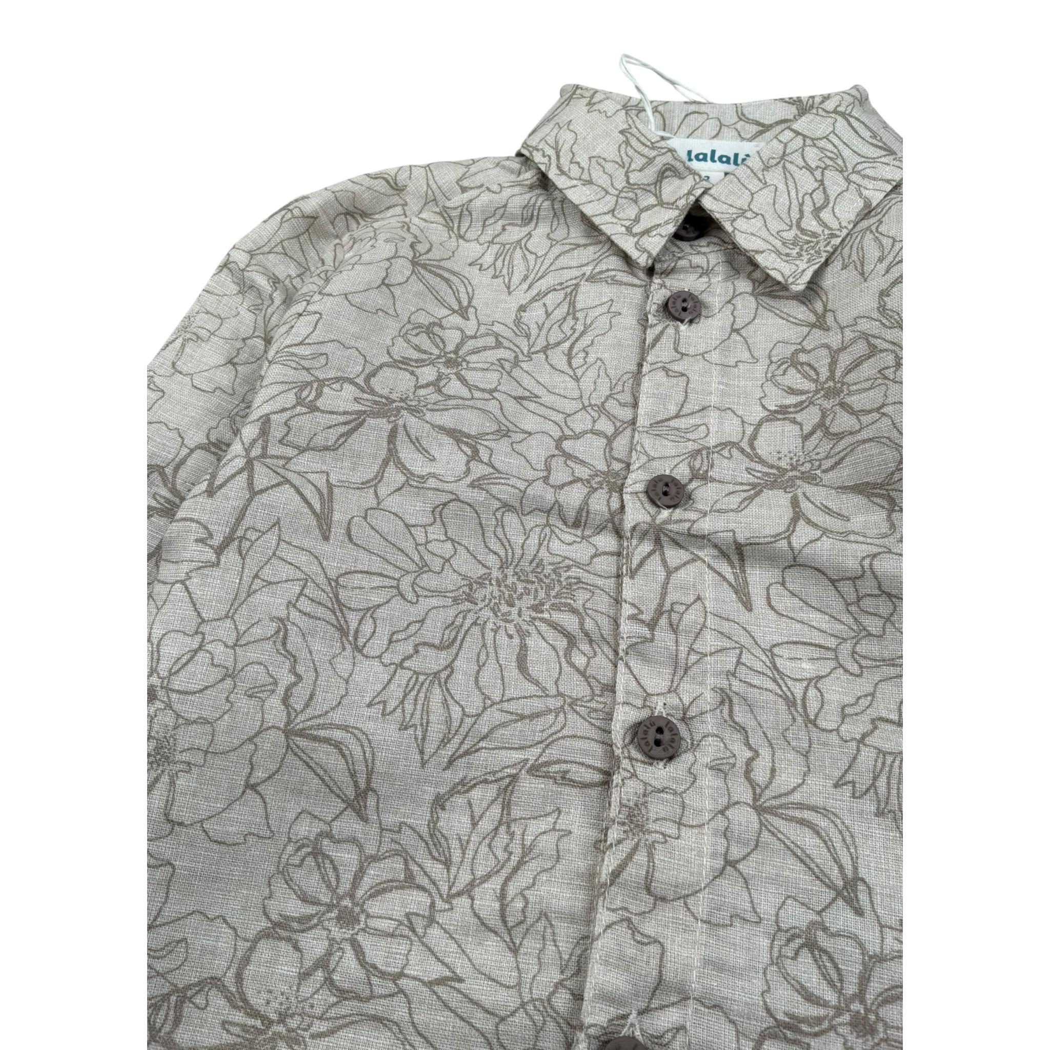 Lalalu' Camicia Manica Lunga Tinta Unita con Stampa per Neonato CML130PBX BEIGE LALALU' 
