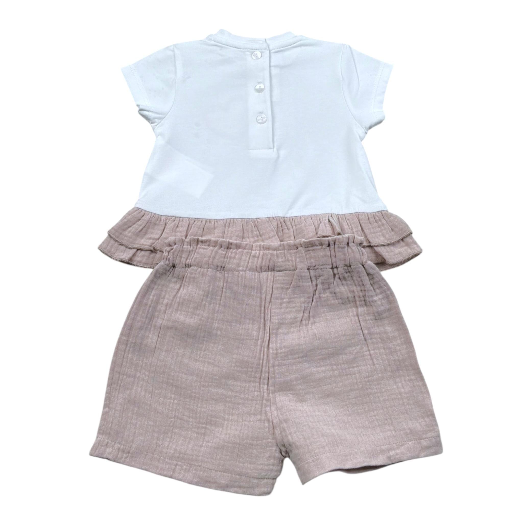 Mini Banda Completo 2 Pezzi T-Shirt-Short per Neonata 3B788 BIANCO MINI BANDA 