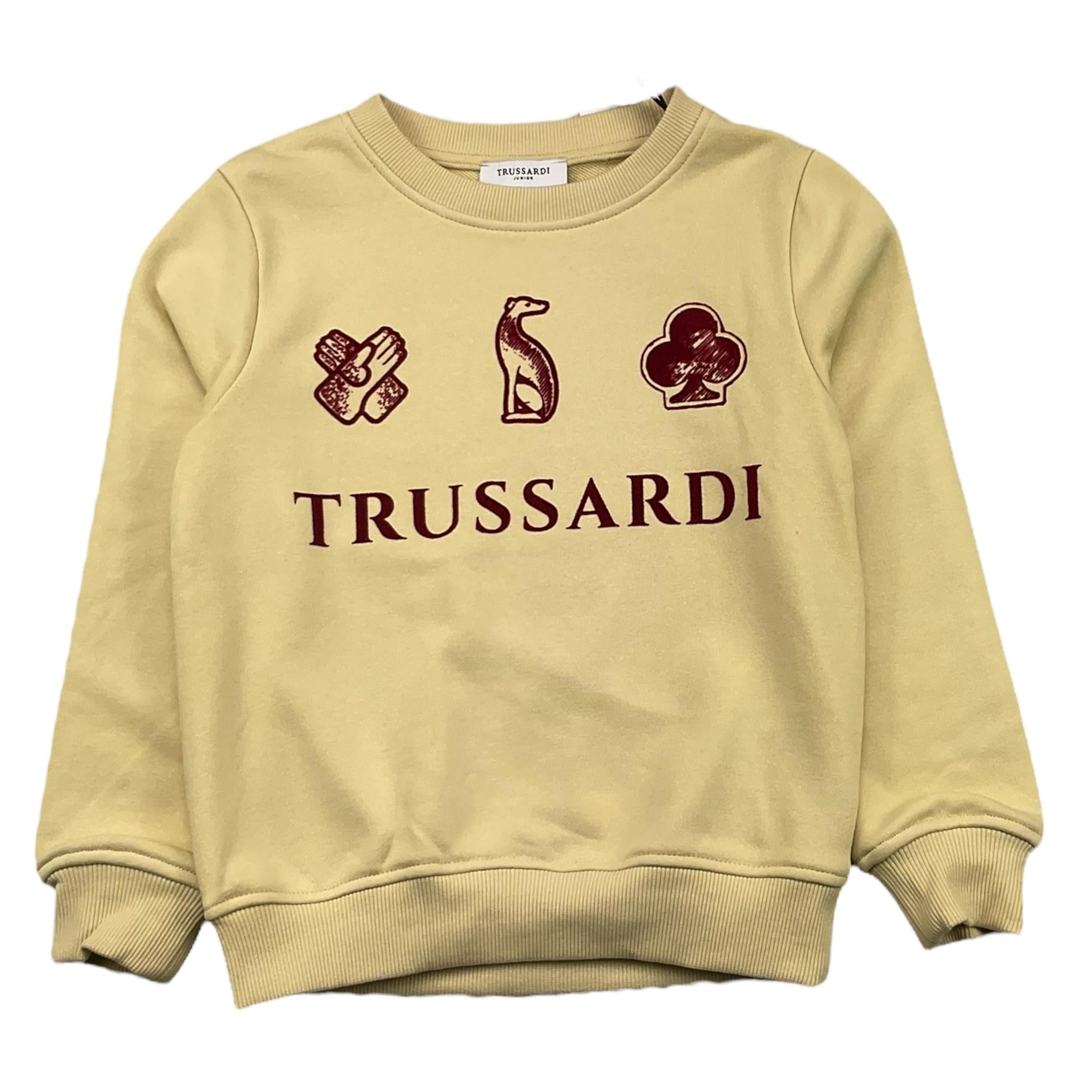 TRUSSARDI felpa chiusa girocoll tinta unita con stampe in contrasto Panna per Bambino TBA25017 PANNA TRUSSARDI 