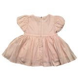 Mini-Banda-Kleid, halbe Ärmel, einfarbig, mit rosa Schleife für Babymädchen