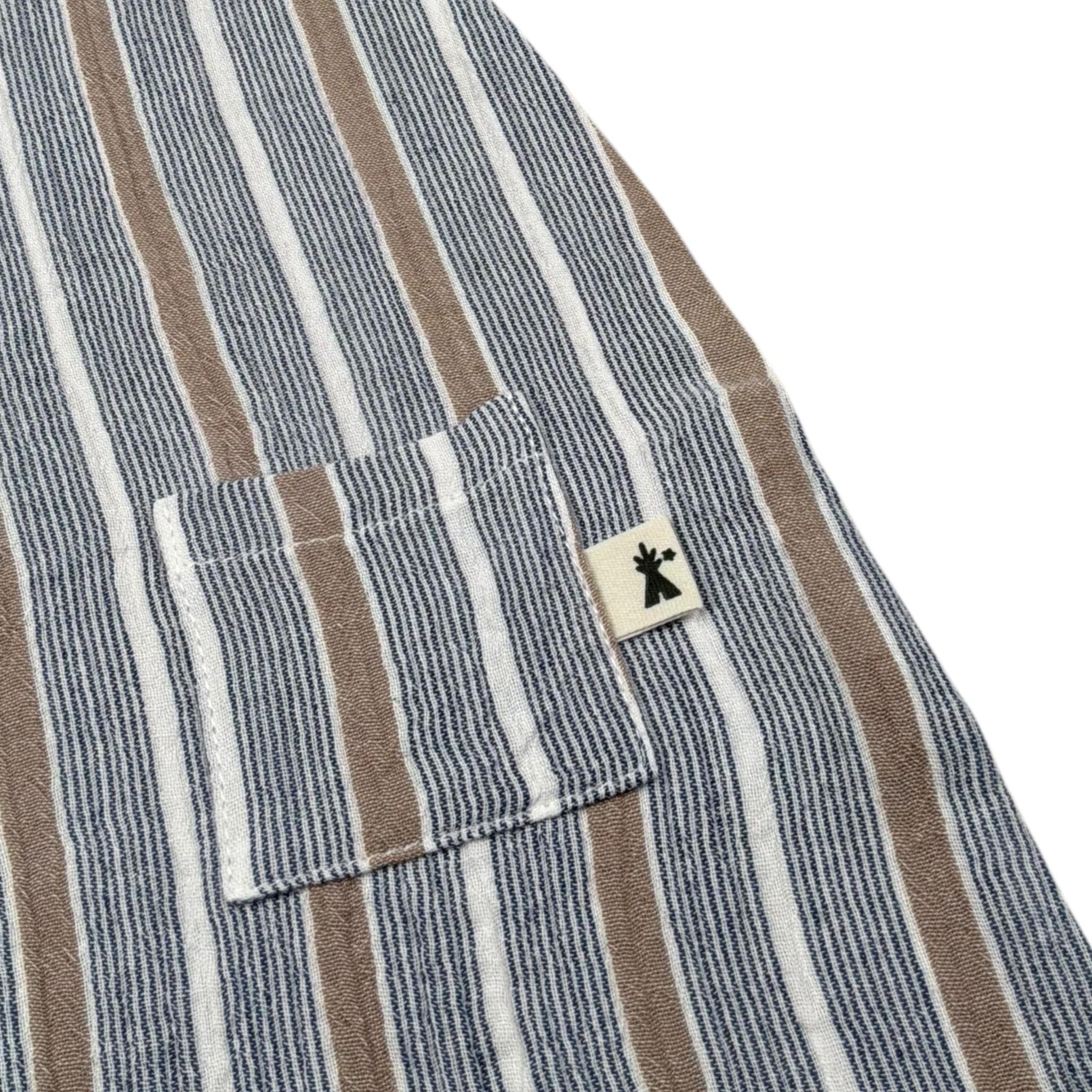 Petit Indi Pagliaccetti Tricolore con Fantasia A Righe Girmanica per Neonato SS25B1729 BLU PETIT INDI 