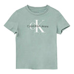 Calvin Klein T-Shirt Girocollo Tinta Unita con Logo per Bambino IN0IN0001J VERDE ACQUA CALVIN KLEIN 