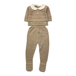 Paz Rodriguez Completo 2 Pezzi Maglia-Ghettina Tinta Unita con Colletto per Neonata 003121896 BEIGE PAZ RODRIGUEZ 