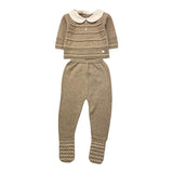 Paz Rodriguez Completo 2 Pezzi Maglia-Ghettina Tinta Unita con Colletto per Neonata 003121896 BEIGE PAZ RODRIGUEZ 