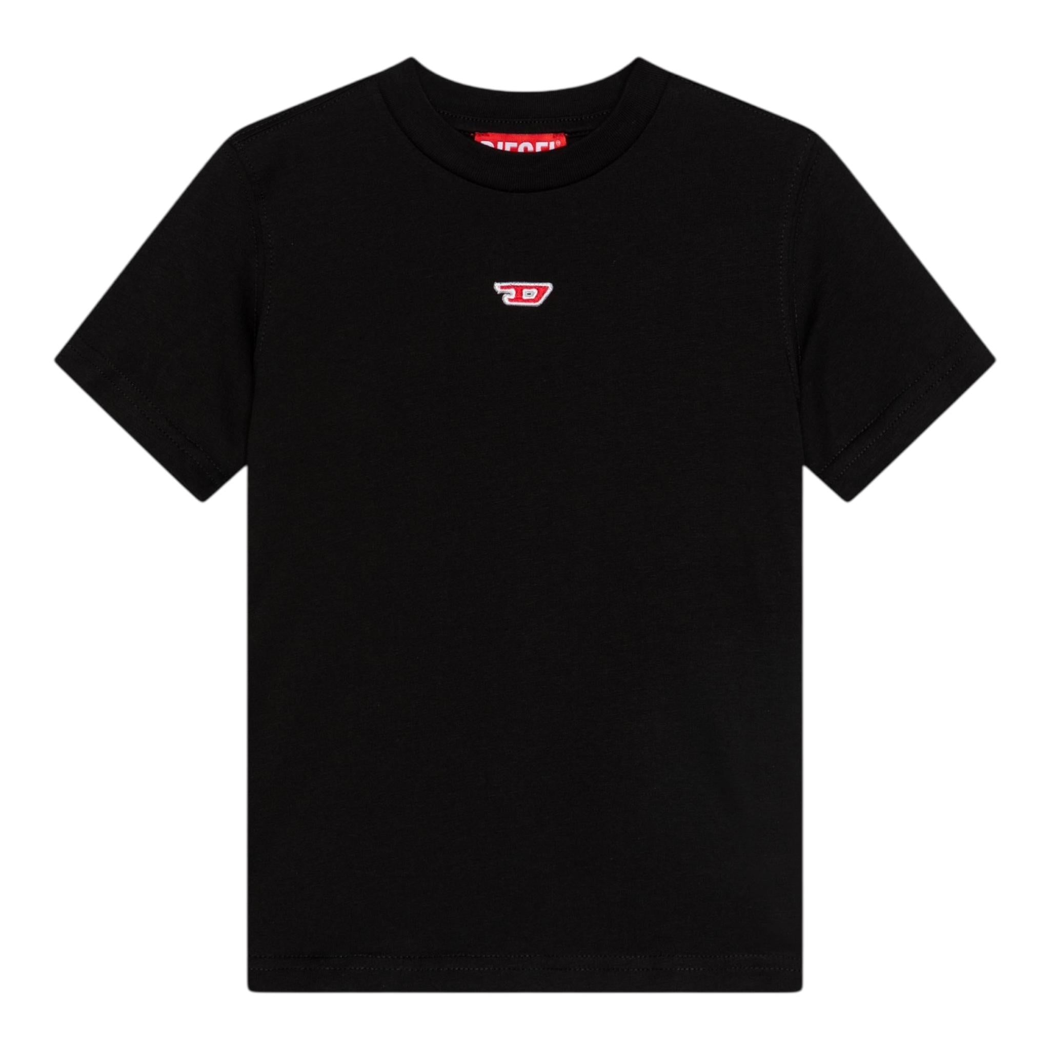Diesel T-Shirt Girocollo Tinta Unita con Stampa per Bambino J02237X NERO DIESEL 