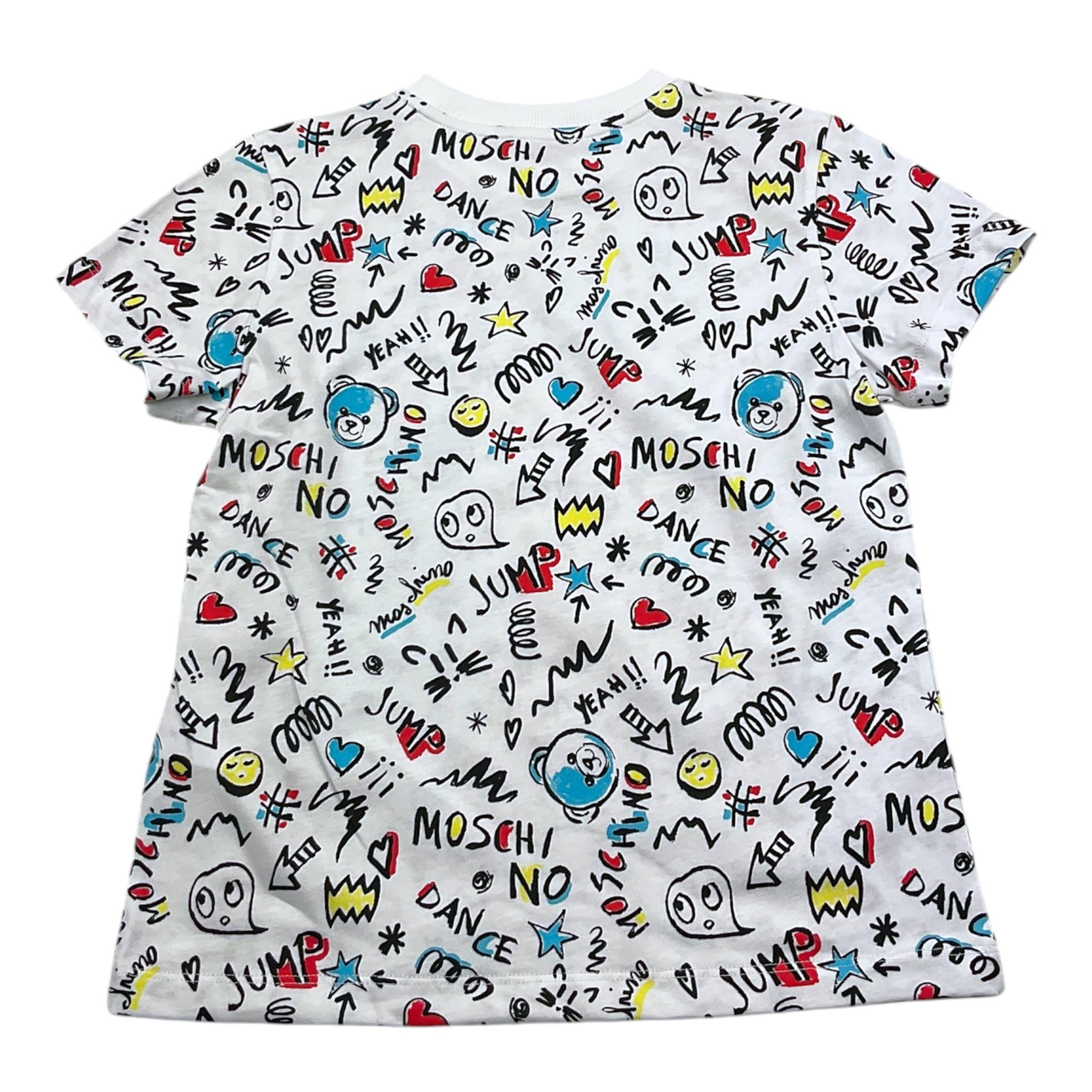 MOSCHINO t-shirt tinta unita girocollo con stampa Bianco per Bambino HQM058 BIANCO MOSCHINO 