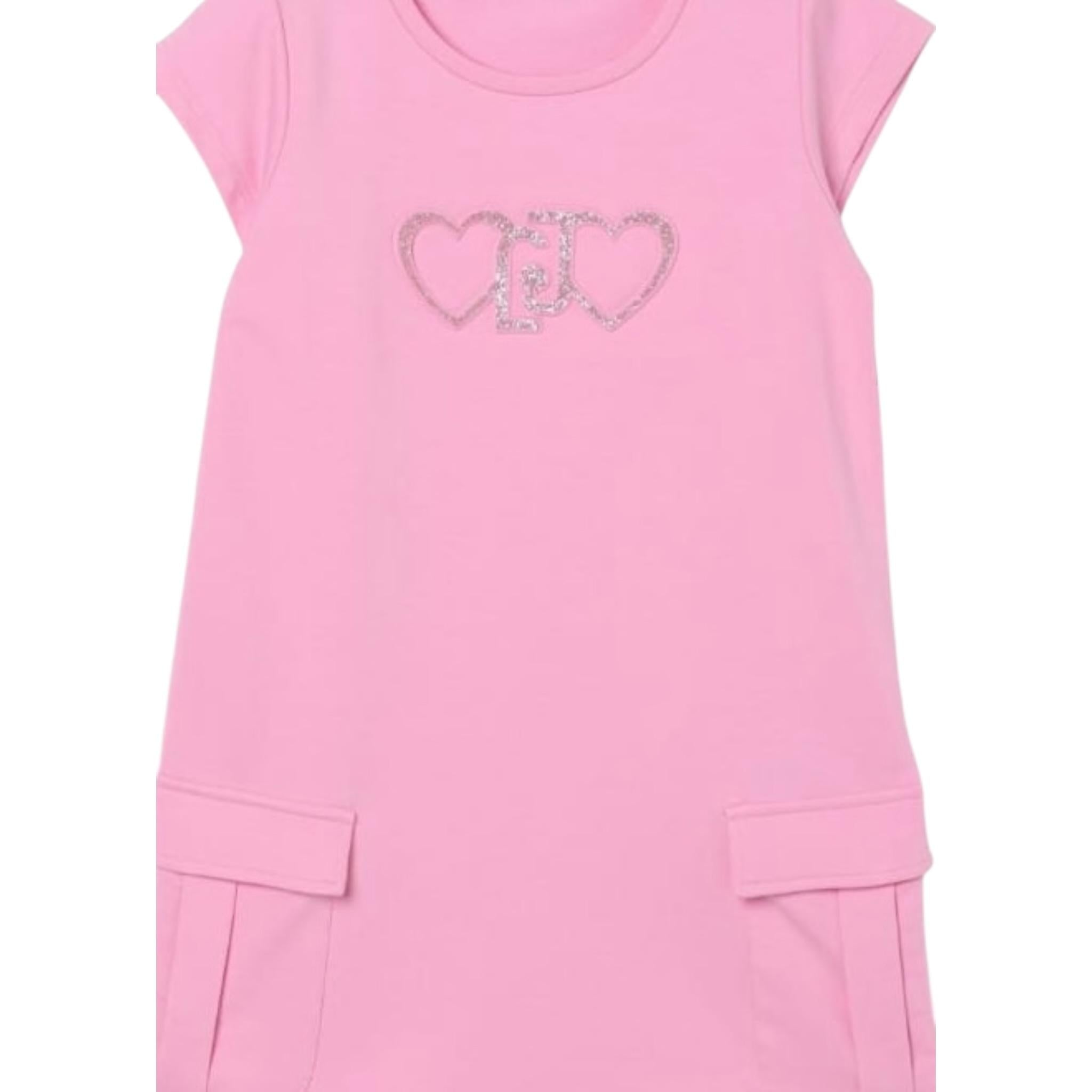 Liu Jo Abito Mezza Manica Tinta Unita con Logo per Bambina KA5017X ROSA LIU JO 