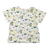 Carre'Ment Beau T-Shirt Rundhalsausschnitt Einfarbig mit Fisch-Print Weiß Für Baby