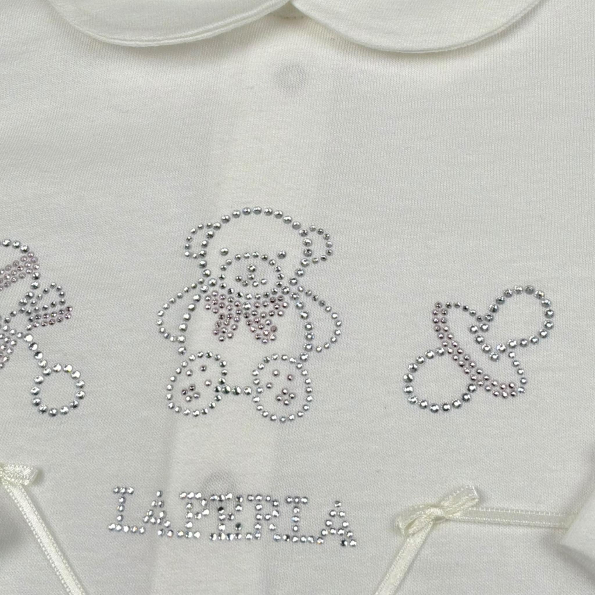 La Perla Tutina tinta unita con Brillantini Bainco per Neonata 73673 BIANCO LA PERLA 