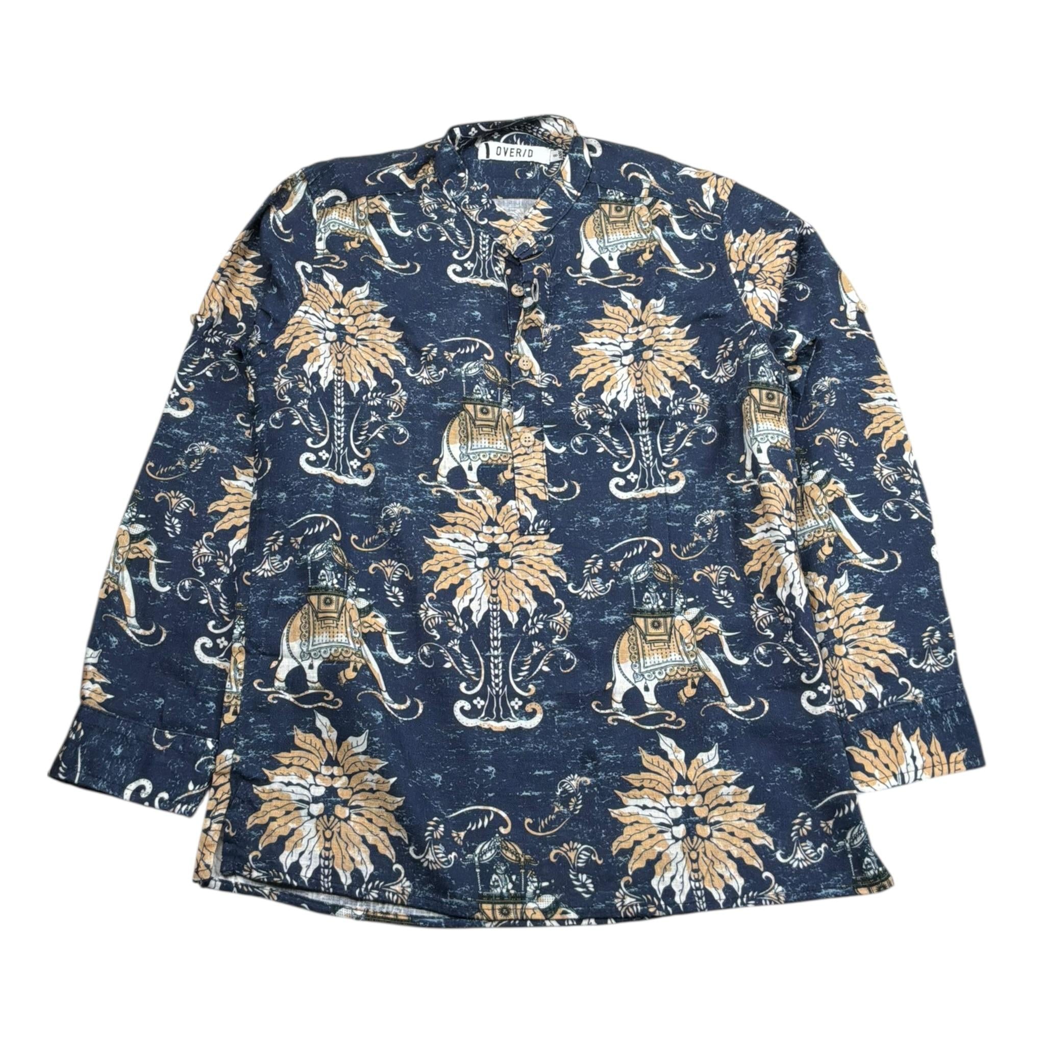 Over-D Camicia Tinta Unita con Fantasia per Bambino OK1135SCM BLU OVER-D 