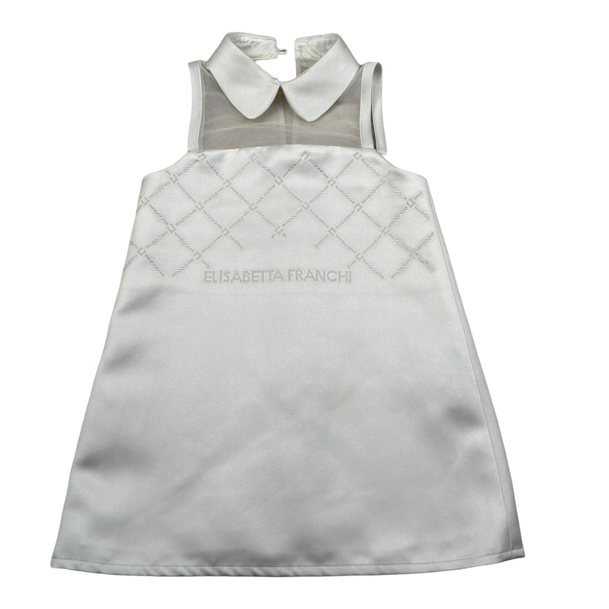 Elisabetta Franchi Abito Giromanica Tinta Unita con Brillantini per Bambina EFAB618XX BIANCO ELISABETTA FRANCHI 