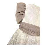 Tintenfischkleid, halbe Ärmel, einfarbig, mit weißem Kontrastgürtel für Babymädchen