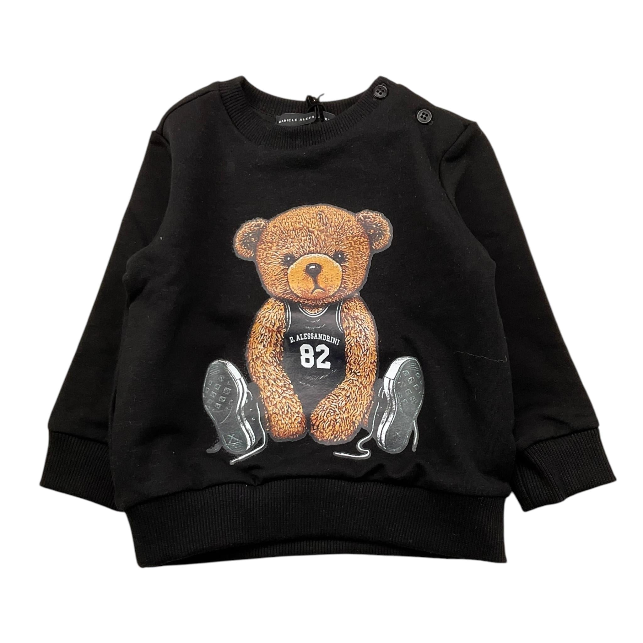 DANIELE ALESSANDRINI felpa girocollo tinta unita con stampa Nero per Neonato 1291F00032 NERO DANIELE ALESSANDRINI 