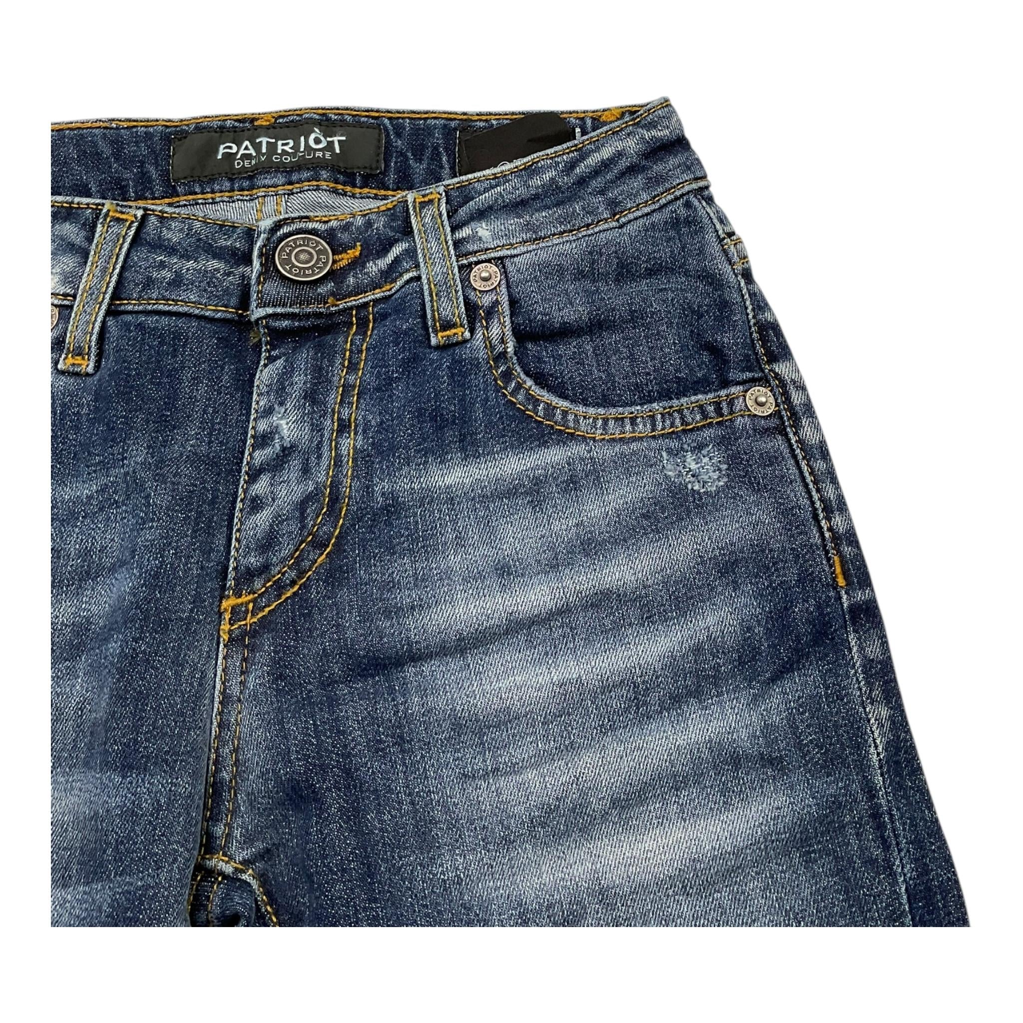 PATRIOT jeans tinta unita con strappi Blu per Bambino PB4F2WPBK23 BLU PATRIOT 