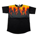 Pablic Schwarzes T-Shirt mit einfarbigem Rundhalsausschnitt und Feuerdruck für Jungen