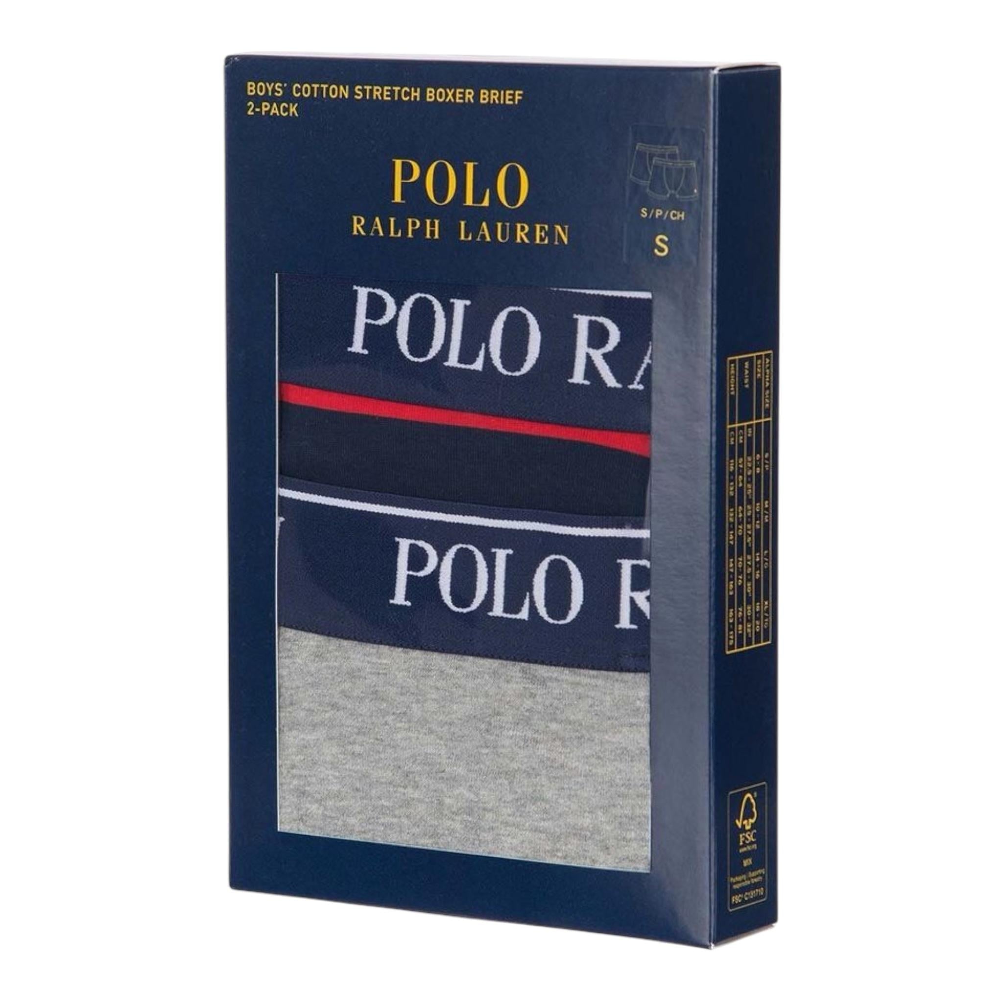 Ralph Lauren Set 2 Boxer Tinta Unita per Bambino 9P5016 GRIGIO RALPH LAUREN 