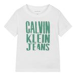 Calvin Klein T-Shirt Girocollo Tinta Unita con Stampa per Bambino IB0IB02459 BIANCO CALVIN KLEIN 